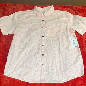 Hurley Pink and white Short Sleeve Button-Up Shirt